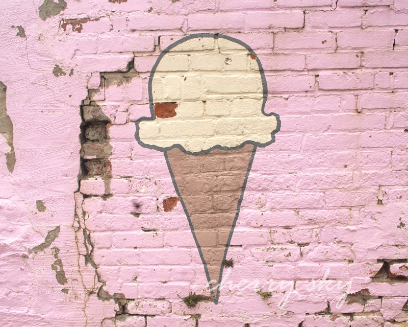 Vanilla Ice Cream Cone - Fun Kitchen Art Childrens Decor Girls Room Nursery Graffiti Fair Carnival Pastel Pink 8x10 Fine Art Photograph