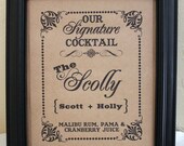 8 x 10 PERSONALIZED Signature Cocktail Wedding Sign - Single Sheet (Style: SIG COCKTAIL)