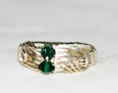 Royal Emerald Ring with  Sterling Silver and Wire Wrapped Design.   FREE SHIPPING - royalcrownjewels