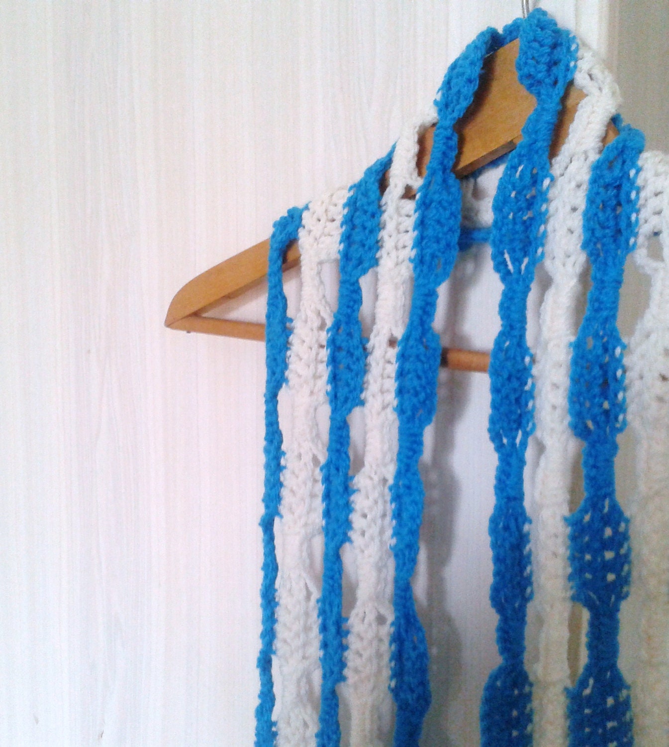 Fall Winter Trend Blue and White Scarf