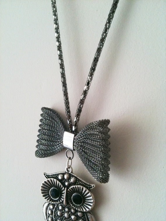 Owl Necklace with bow