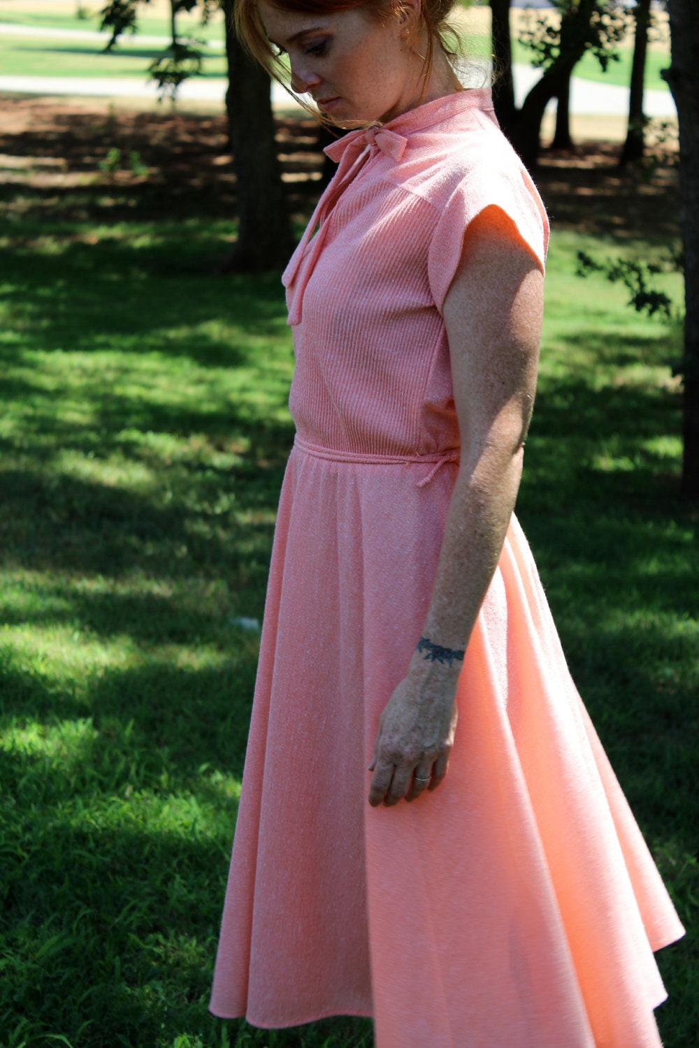 1970s Peachy Keen Knit Dress Medium