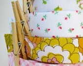 handmade fabric tape pinks made from vintage linens - for craft wrap packaging wedding supply