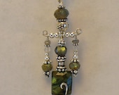 Labradorite, Rainbow Moonstone, Sterling and Fine Silver Pendant Necklace