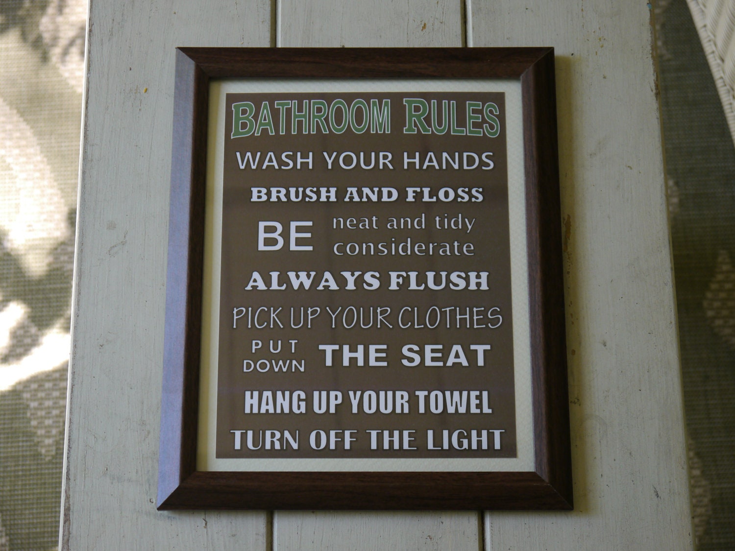 Bathroom Rules Framed Sign