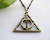 Harry potter spring--Deathly Hallows necklace, personality pendant,antique bronze charm necklace,alloy chain,friendship gift