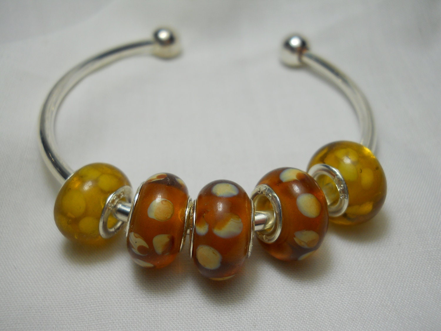 Fall Lampwork European style beaded bracelet