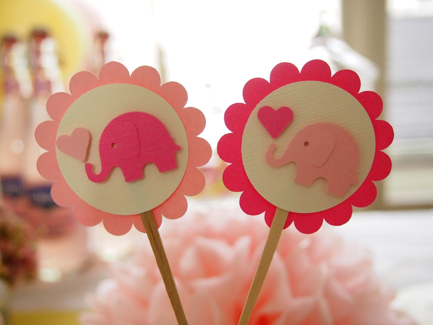 Pop-mounted Baby Elephant Design Cupcake Toppers, Perfect for Children's Birthday Parties and Baby Showers