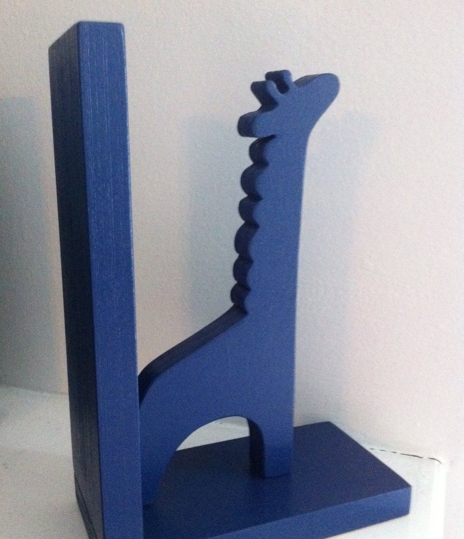 Pair of Navy Blue Giraffe Bookends - custom colors available