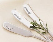 Garden Markers. Hand Stamped Herb Markers, Seed Garden Stakes. Upcycled Silverware, Basil, Oregano, Rosemary