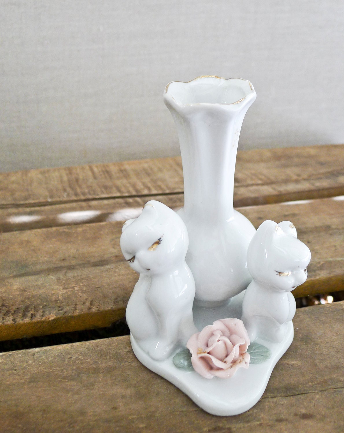 vintage cat vase porcelain - japan kittens