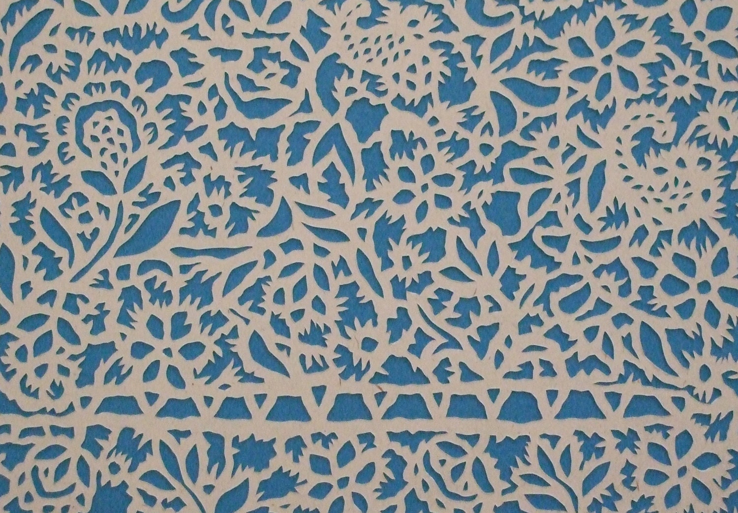 Medium: A5 sized - Blue paper cut art