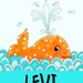 Orange Whale Nautical Ocean Kids Wall Art Personalized Children Decor 8x10 print boys nursery