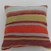 Modern Bohemian Home Decor , Embroidered Handwoven Striped Vintage Tribal Turkish Kilim Pillow cover 16" x 16"