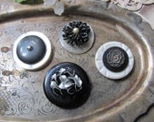 Handmade Antique Button Vintage Earring Refrigerator Magnet Set of 4