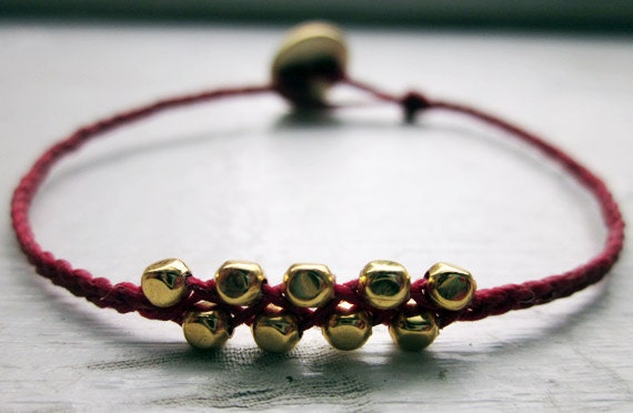 Woven Beaded Friendship Bracelet--22K Gold-Plated Beads