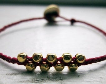 Woven Beaded Friendship Bracelet--22K Gold-Plated Beads