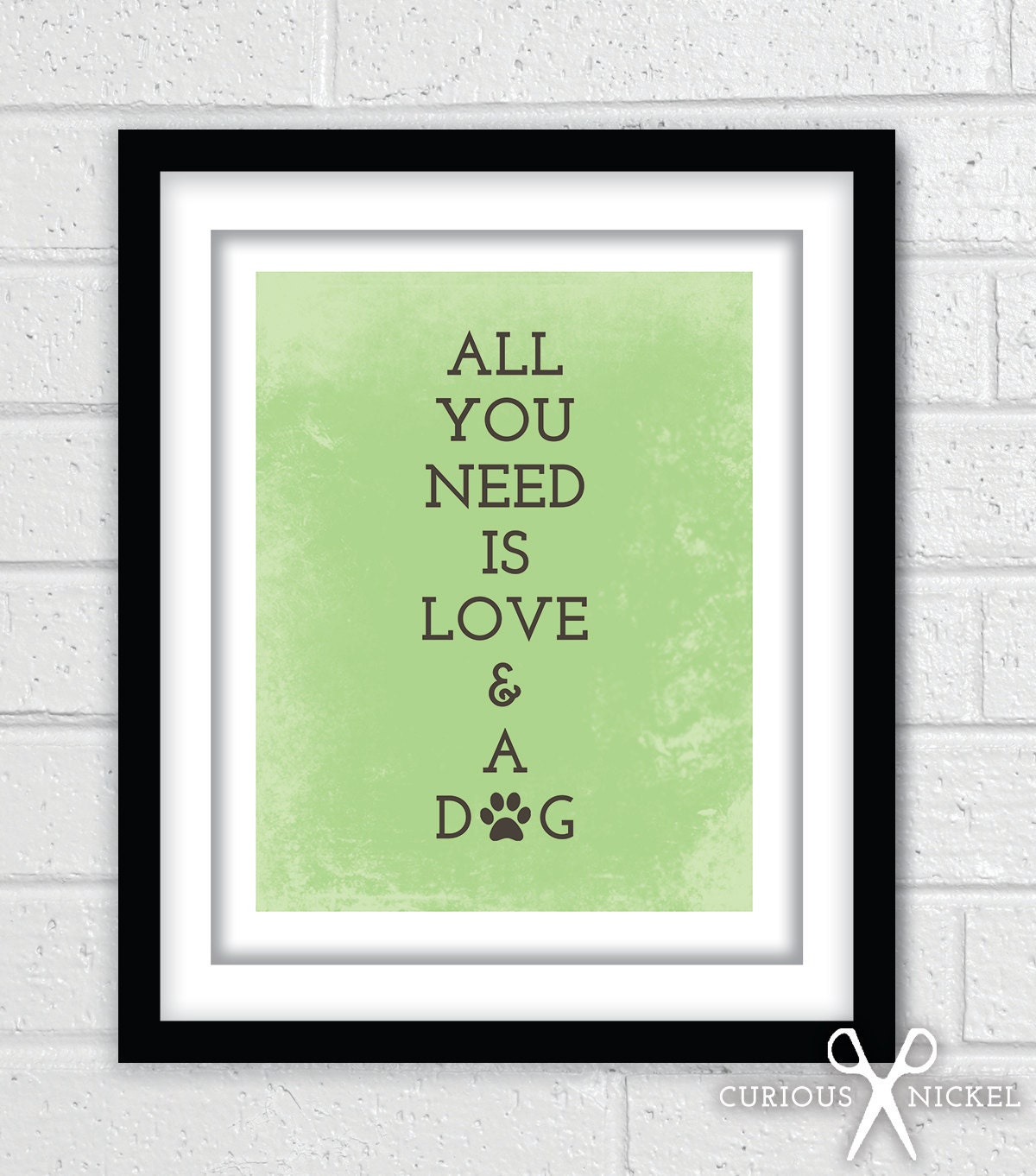 Love and a Dog - Color Choices - Giclee Art Poster Print - 8 x 10