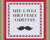 Have a very hairy merry Christmas: funny mustache cross-stitch pattern