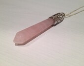 Rose Quartz Crystal Pendulum Pendant Necklace