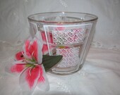 Vintage Mid Century Glass Ice Bucket Gold Trim