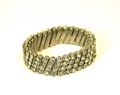 Vintage Rhinestone Stretch Bracelet Silver Tone