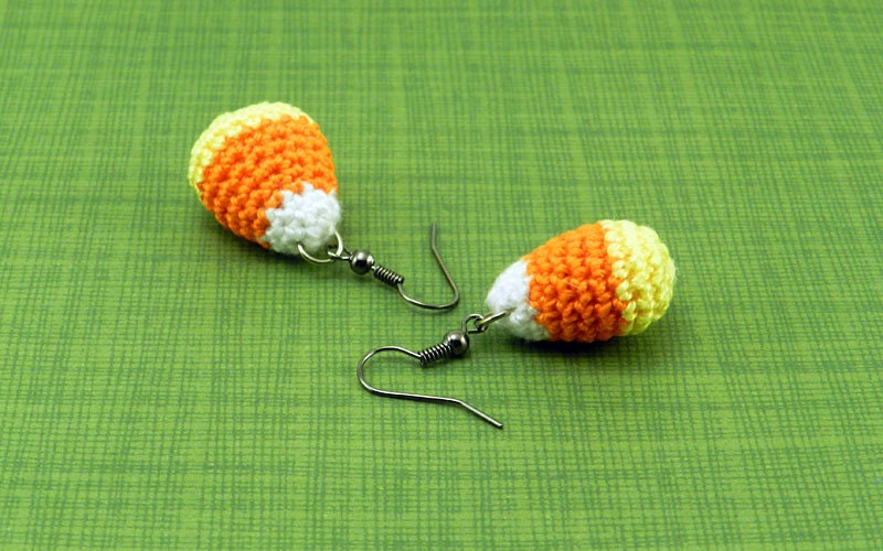 Amigurumi Candy Corn French Hook Earrings