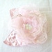 Wedding Hair Clip Pastel Pink Fairytale Organza Flower with Metalic Pink Leaves and Heart Sequin Centre by FairytaleFlower