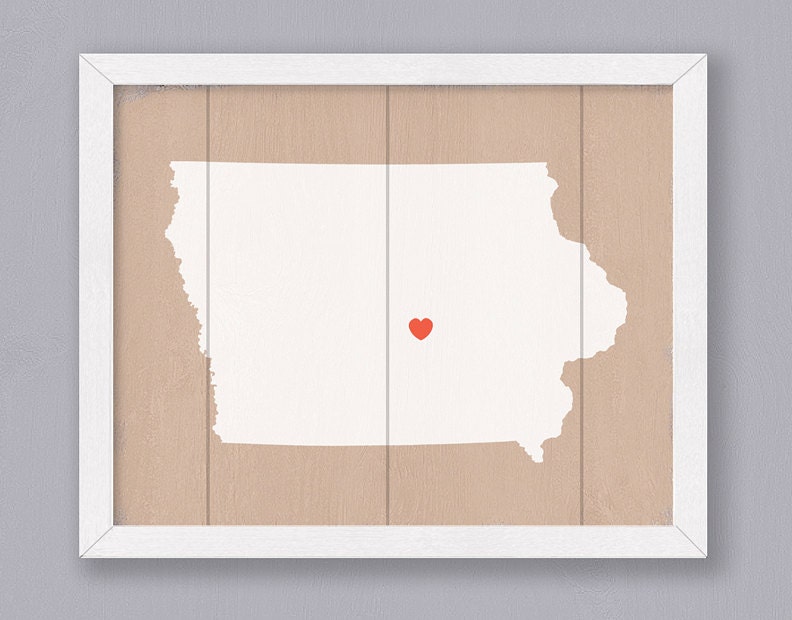 IOWA Home decor - Rustic wall hanging -16x20 Handmade Wood Personalized Sign Custom Heart Wedding Housewarming Bridal shower Family gift