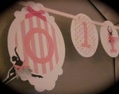 Ballerina birthday pink dress little girl birthday party banner decoration