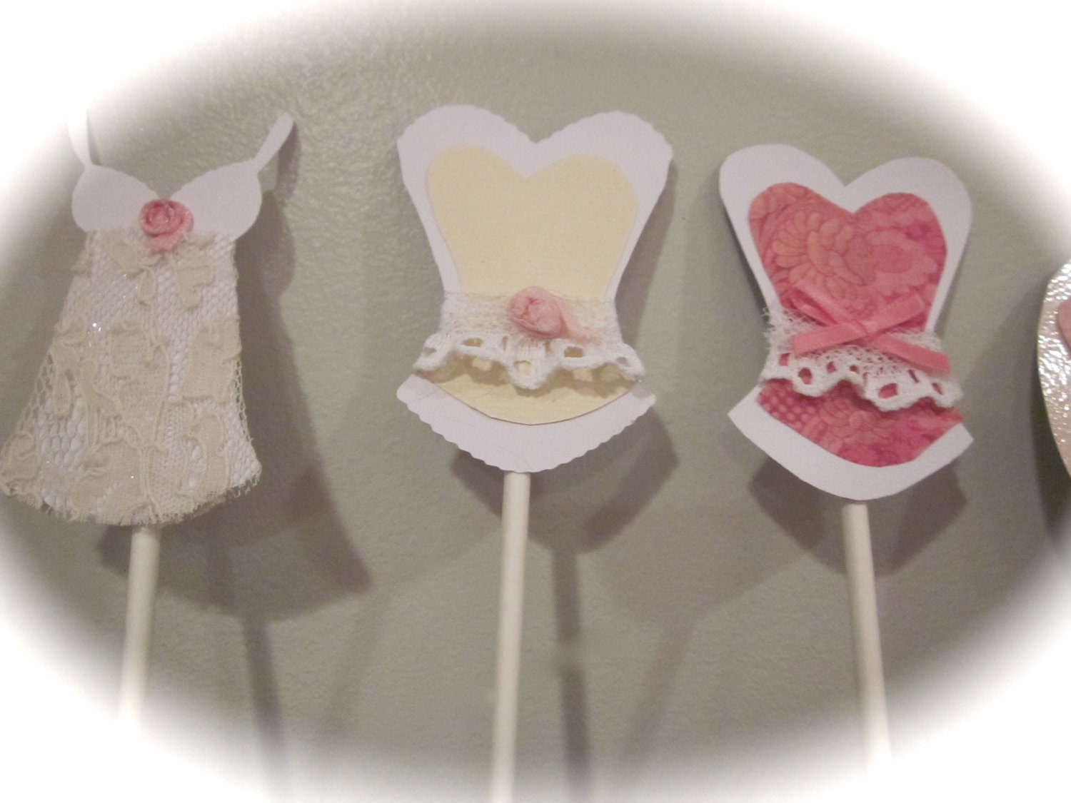 Bachelorette party cupcake toppers corset lingerie heart lips and high heel MIX and MATCH set of 12 SHABBY chic vintage look