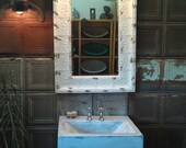 Italian Rustic Concrete Sink with Weathered Wood Base