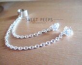 Silver Star Rhinestone Double Piercing Ear Cuff