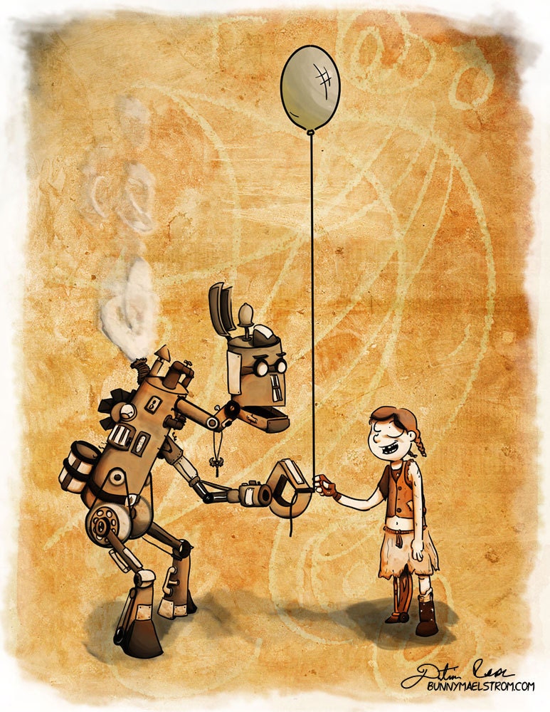Steampunk Robot with Balloon