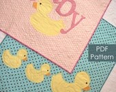 PDF Baby Quilt Patterns - 2 for 1 - two fun and modern ducky baby quilt patterns