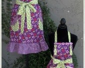 Mommy and Me Aprons - Purple and Green Knot Apron