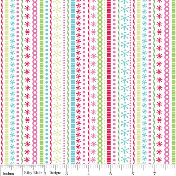 Riley Blake Fabric Santa's Workshop White Stripe-1 Yard