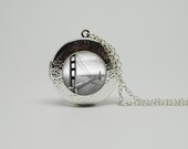 Silver Glass Locket Necklace with Inspired Vintage photo San francisco golden gate bridge