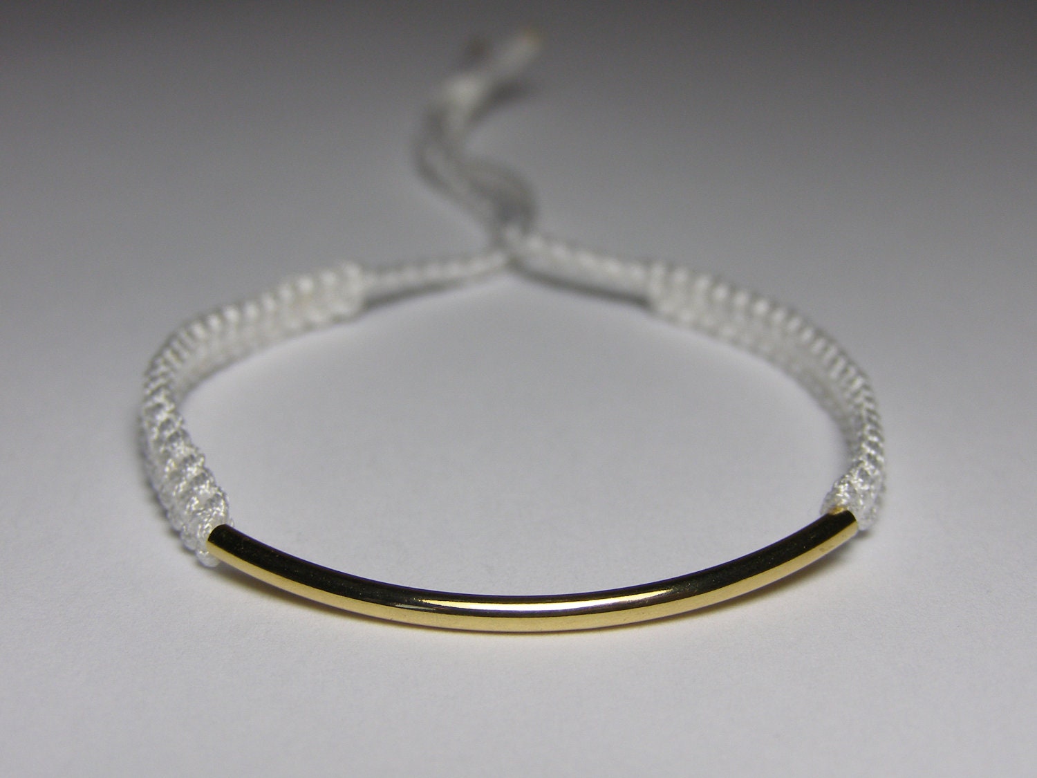Gold bar macrame bracelet