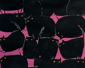 Magic Meows in Purple by Alexander Henry - 1/2 Yard -  Black Cat Fabric - Halloween Fabric - Purple - Quilt Fabric - Modern Quilt