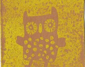 Baby announcement owl - linocut
