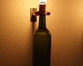 Copper INDOOR Green Wine Bottle Lantern-Hanging Lantern, Hurricane Lantern, Indoor Lighting, Oil Lamp, Tiki Torch