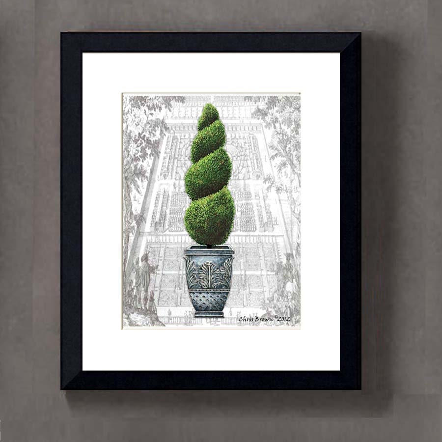 Art Print: -  "Vintage Topiary in Antique Urn 2" - Giclee print