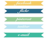 Digital Social Media Icons // Flags // 25 pieces // 300 DPI // Instant Download Il_170x135
