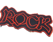 Iron on applique fabric black red rock