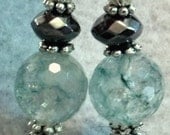 Blue-green Crackled Glass Earrings