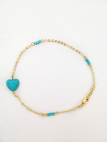 Beaded Heart Anklet