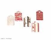 25 Nordic Christmas Tags, Woodland Christmas tags, Gift tags, Christmas gift wrap tags, Red and white gift tags, Holiday gift tags - papirvendage