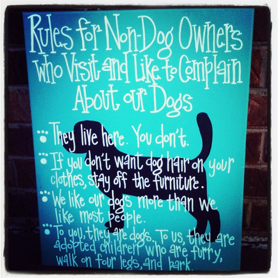 Rules for Non-Dog Owners 16 by 20 Canvas Silhouette Painting