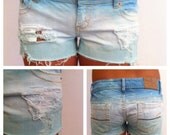 distressed, blue and teal ombre dye shorts (american eagle)